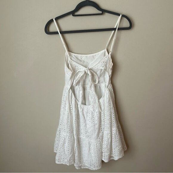 SHEIN Tied Backless Schiffy Cami Elegant White Eyelet Mini Dress Women’s Medium - Picture 4 of 8